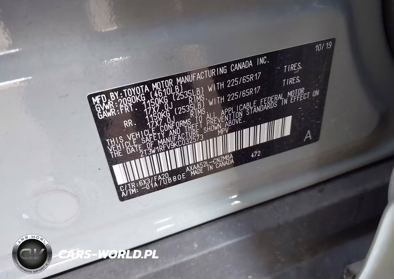 2019 Toyota Rav4 Xle VIN:2T3W1RFV9KC032573 - 9