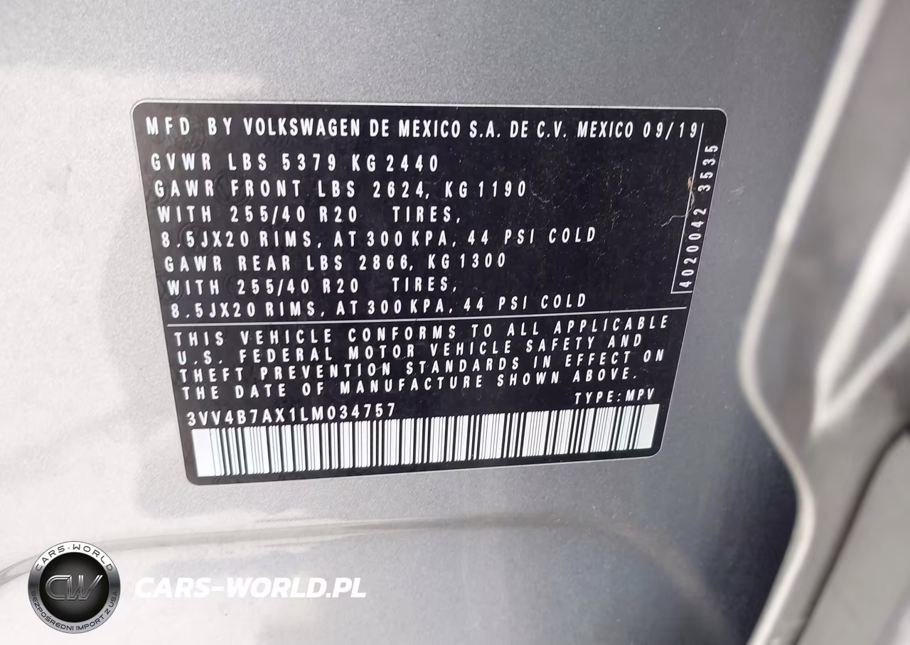 2020 Volkswagen Tiguan 2.0T Sel Premium R-Line VIN:3VV4B7AX1LM034757 - 9