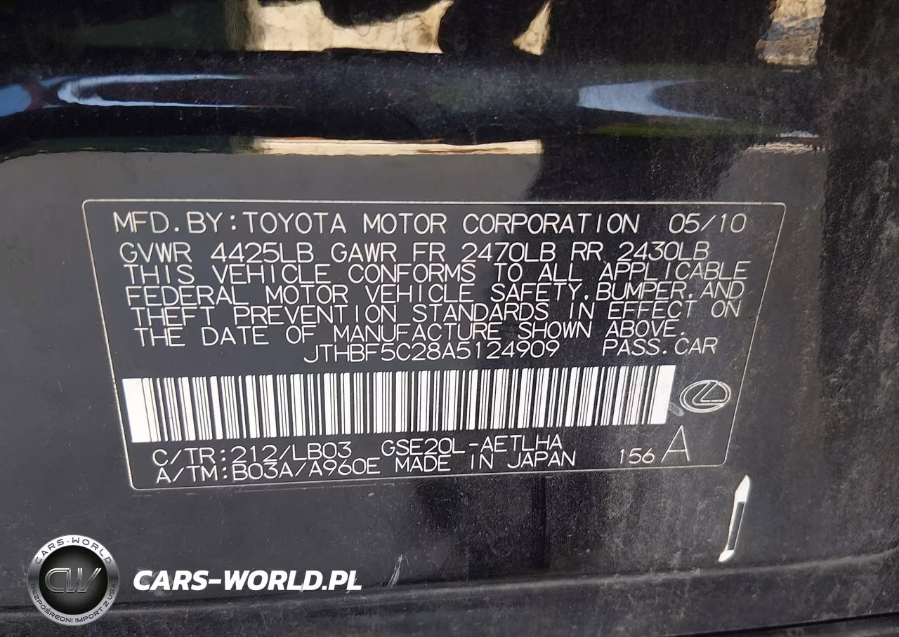 2010 Lexus Is 250 VIN:JTHBF5C28A5124909 - 9