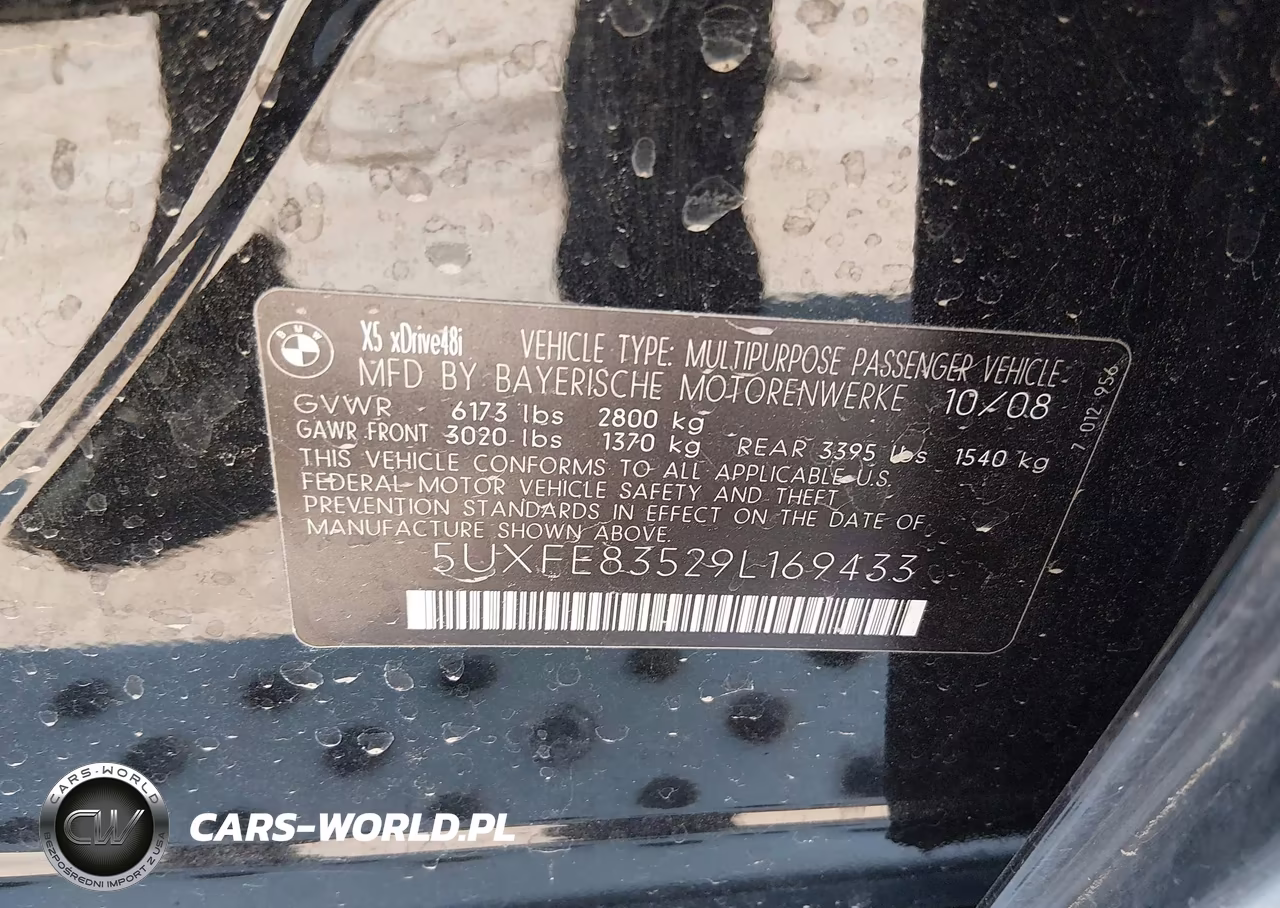 2009 BMW X5 xDrive48I VIN:5UXFE83529L169433 - 9