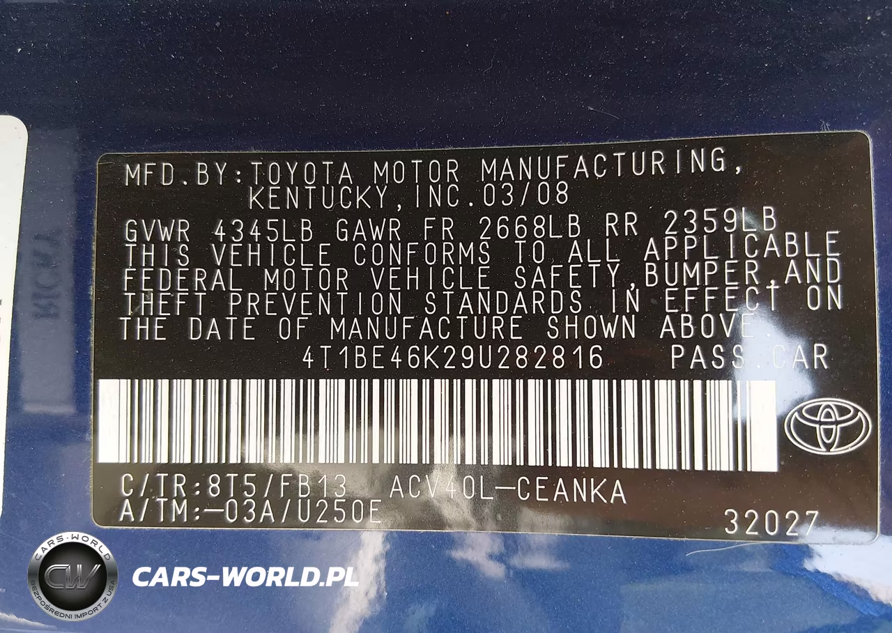 2009 Toyota Camry Le VIN:4T1BE46K29U282816 - 9