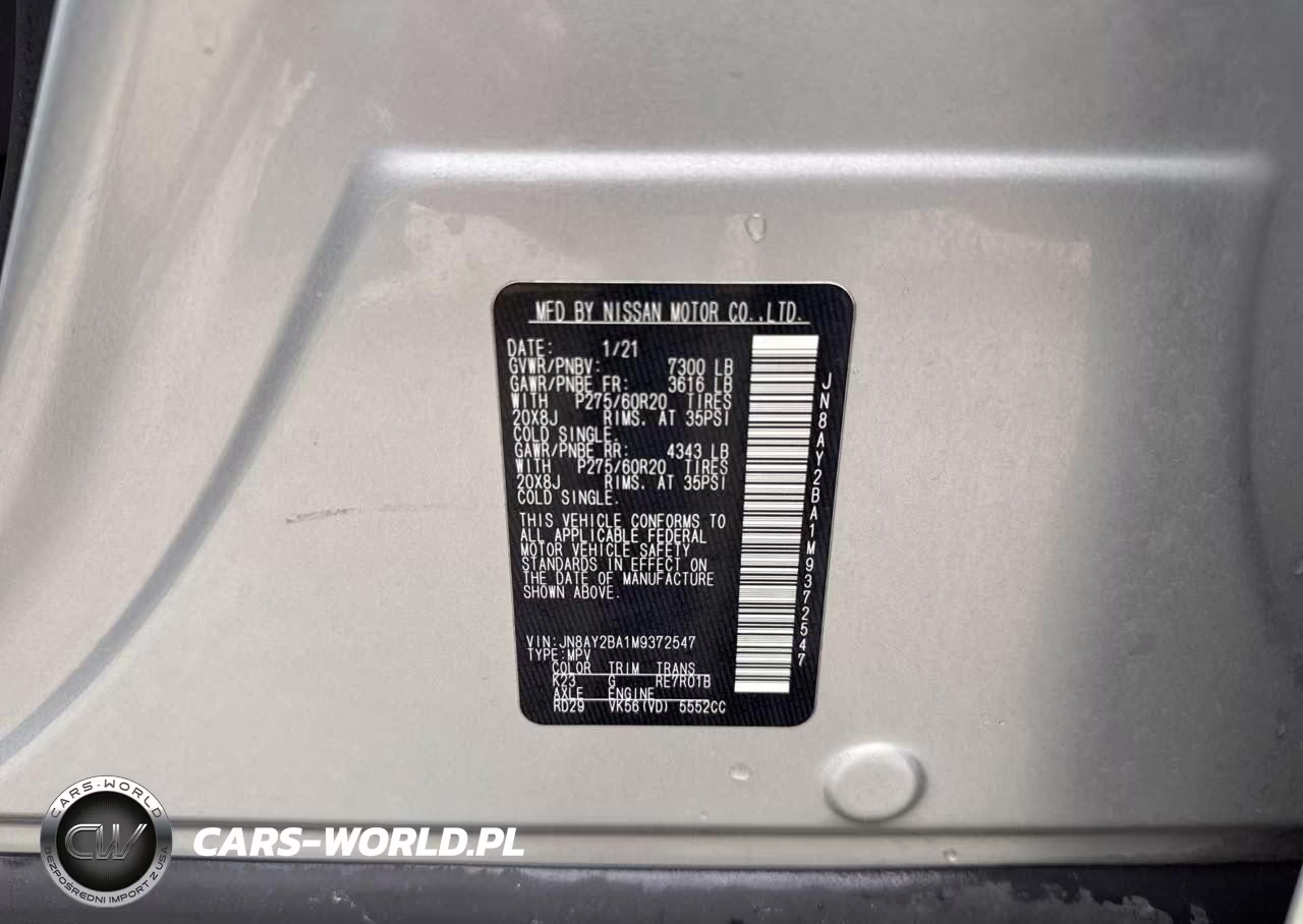 2021 Nissan Armada Sl VIN:JN8AY2BA1M9372547 - 9