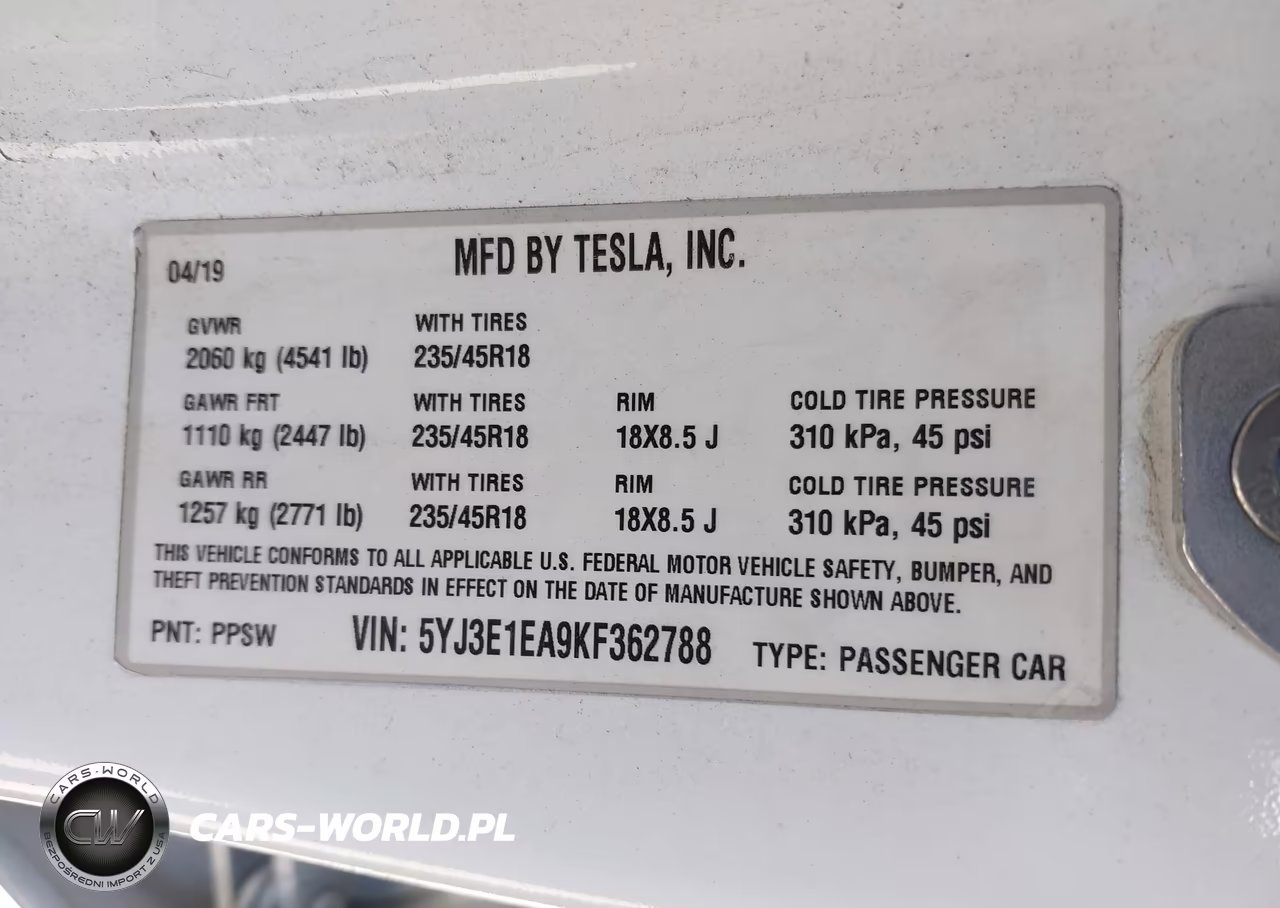 2019 Tesla Model 3 Long Range-Mid Range-Standard Range-Standard Range Plus VIN:5YJ3E1EA9KF362788 - 9