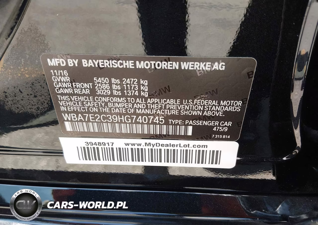 2017 BMW 740I VIN:WBA7E2C39HG740745 - 9