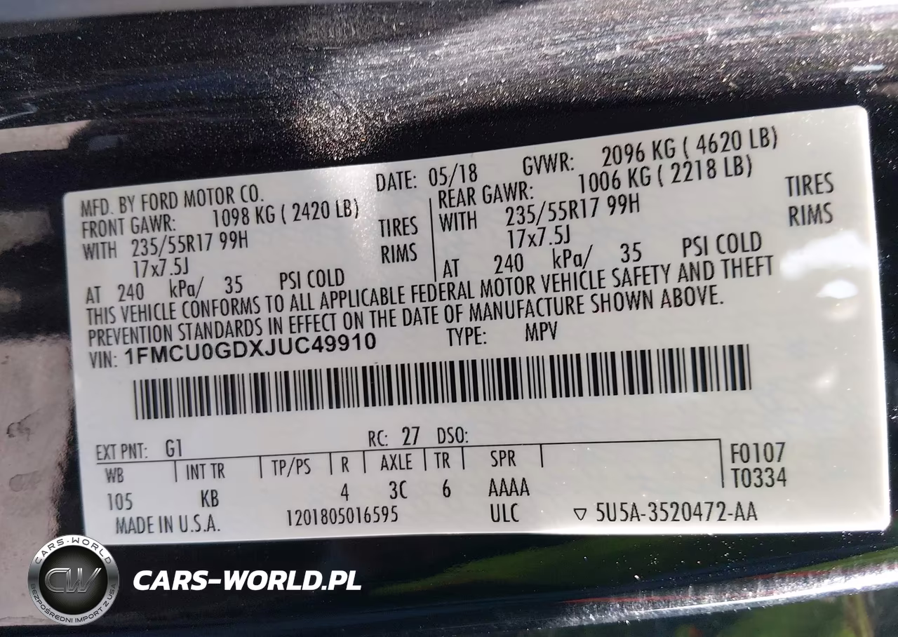 2018 Ford Escape Se VIN:1FMCU0GDXJUC49910 - 9