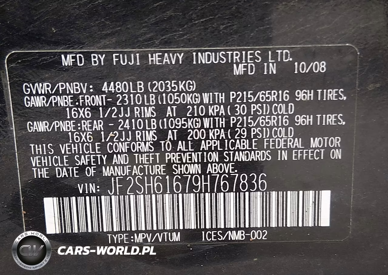 2009 Subaru Forester 2.5X VIN:JF2SH61679H767836 - 9