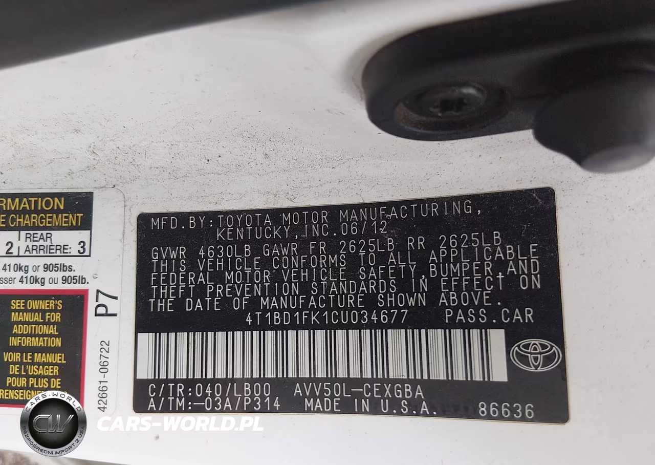 2012 Toyota Camry Hybrid Xle VIN:4T1BD1FK1CU034677 - 9
