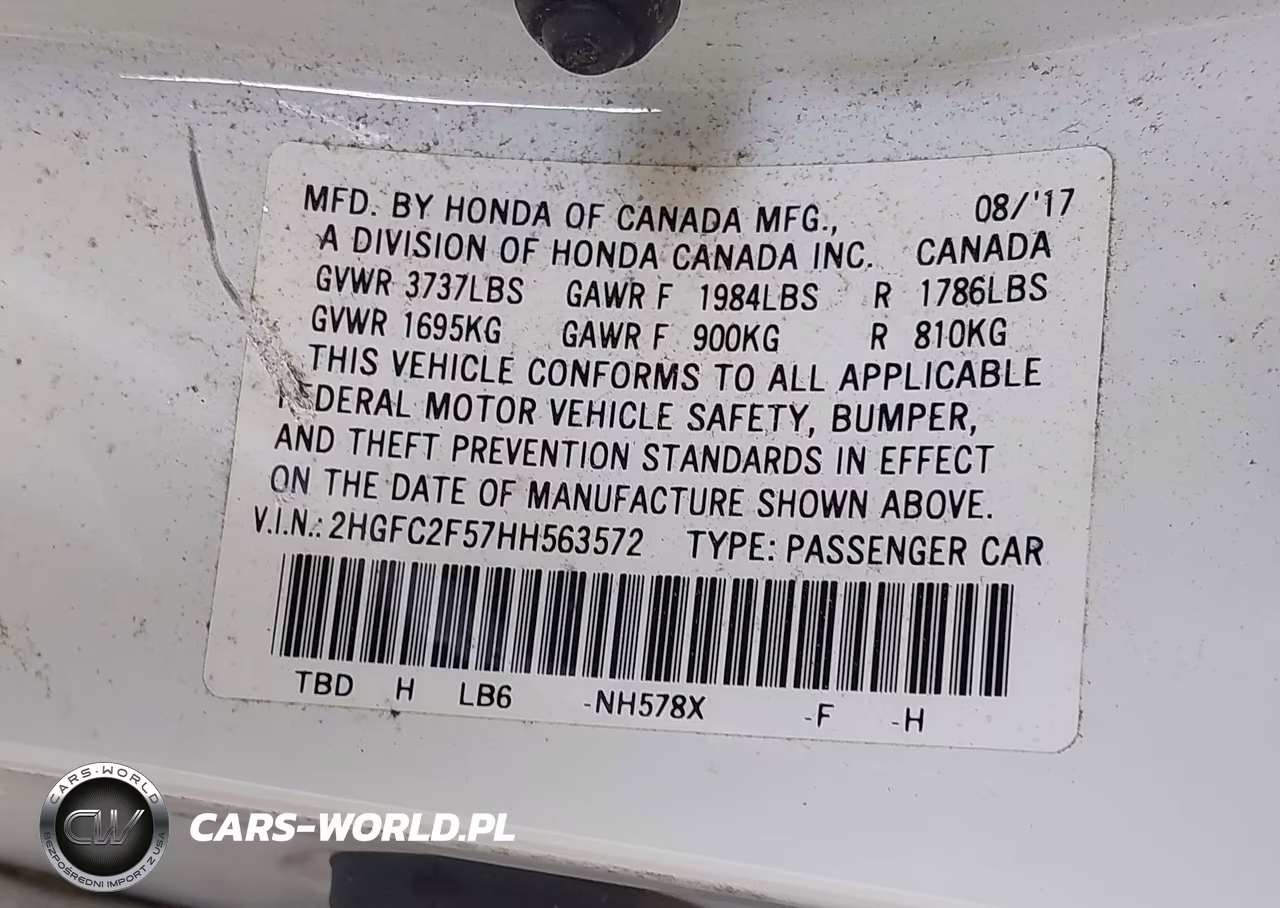 2017 Honda Civic Lx VIN:2HGFC2F57HH563572 - 9