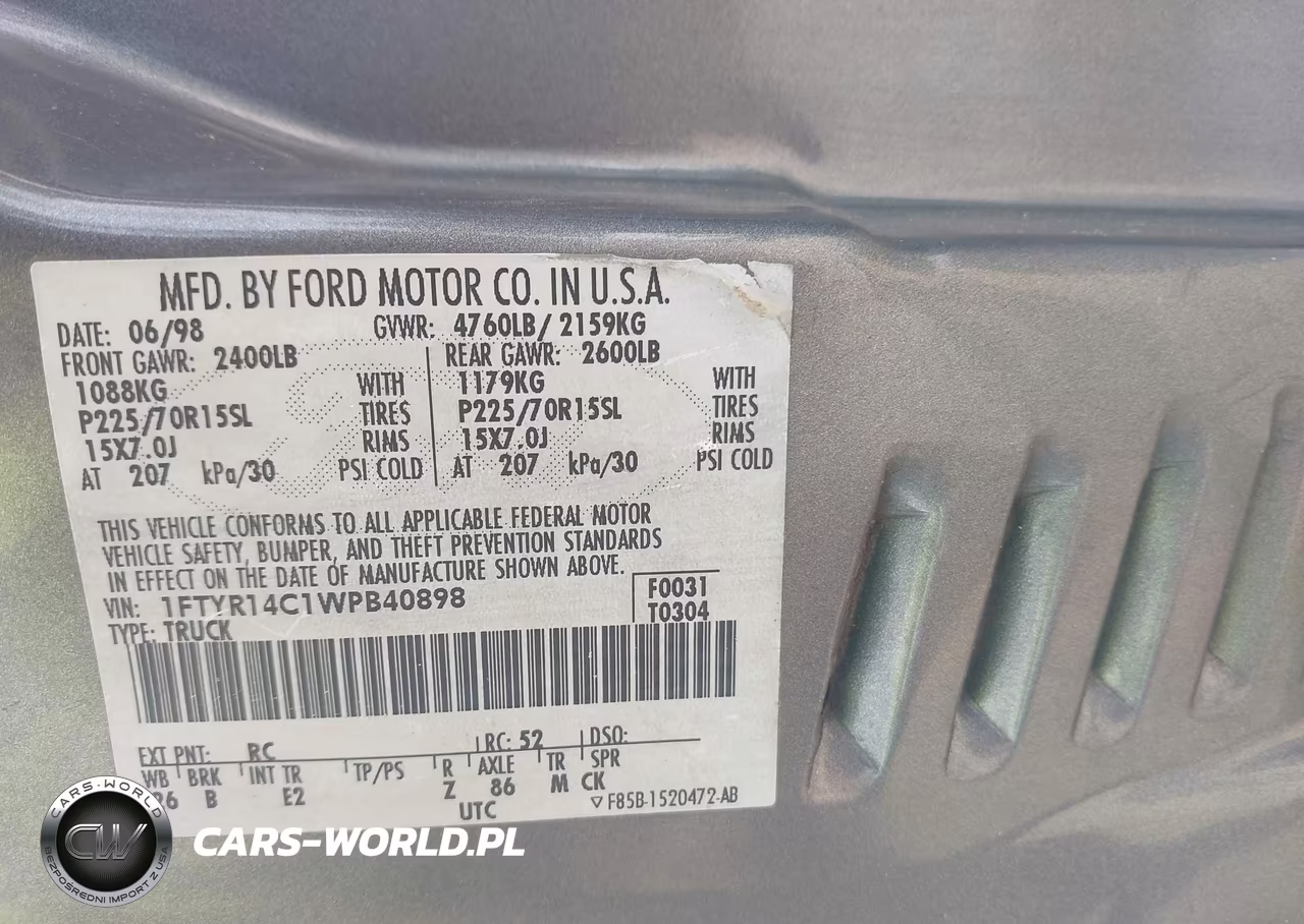 1998 Ford Ranger Xl-Xlt VIN:1FTYR14C1WPB40898 - 9