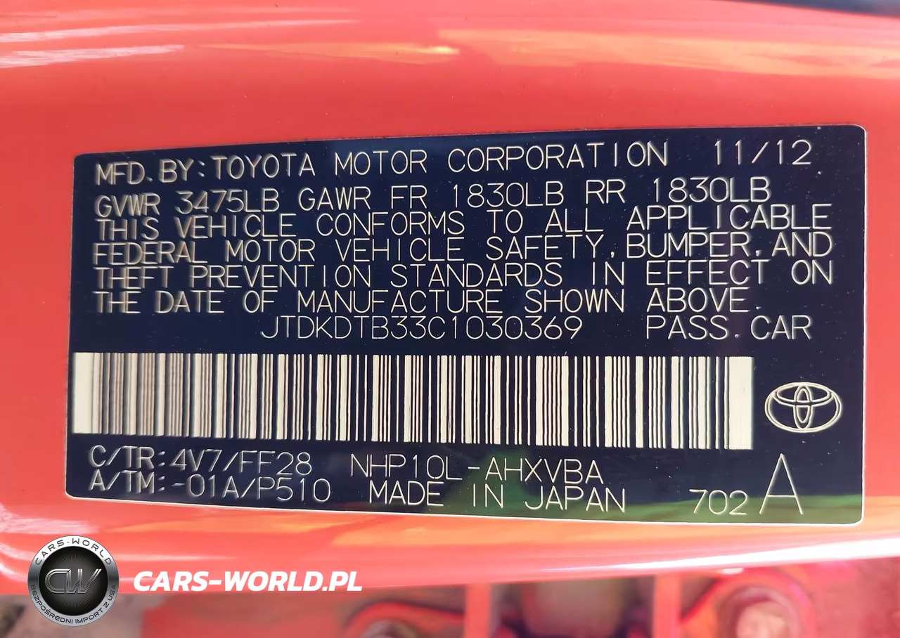 2012 Toyota Prius C Two VIN:JTDKDTB33C1030369 - 9