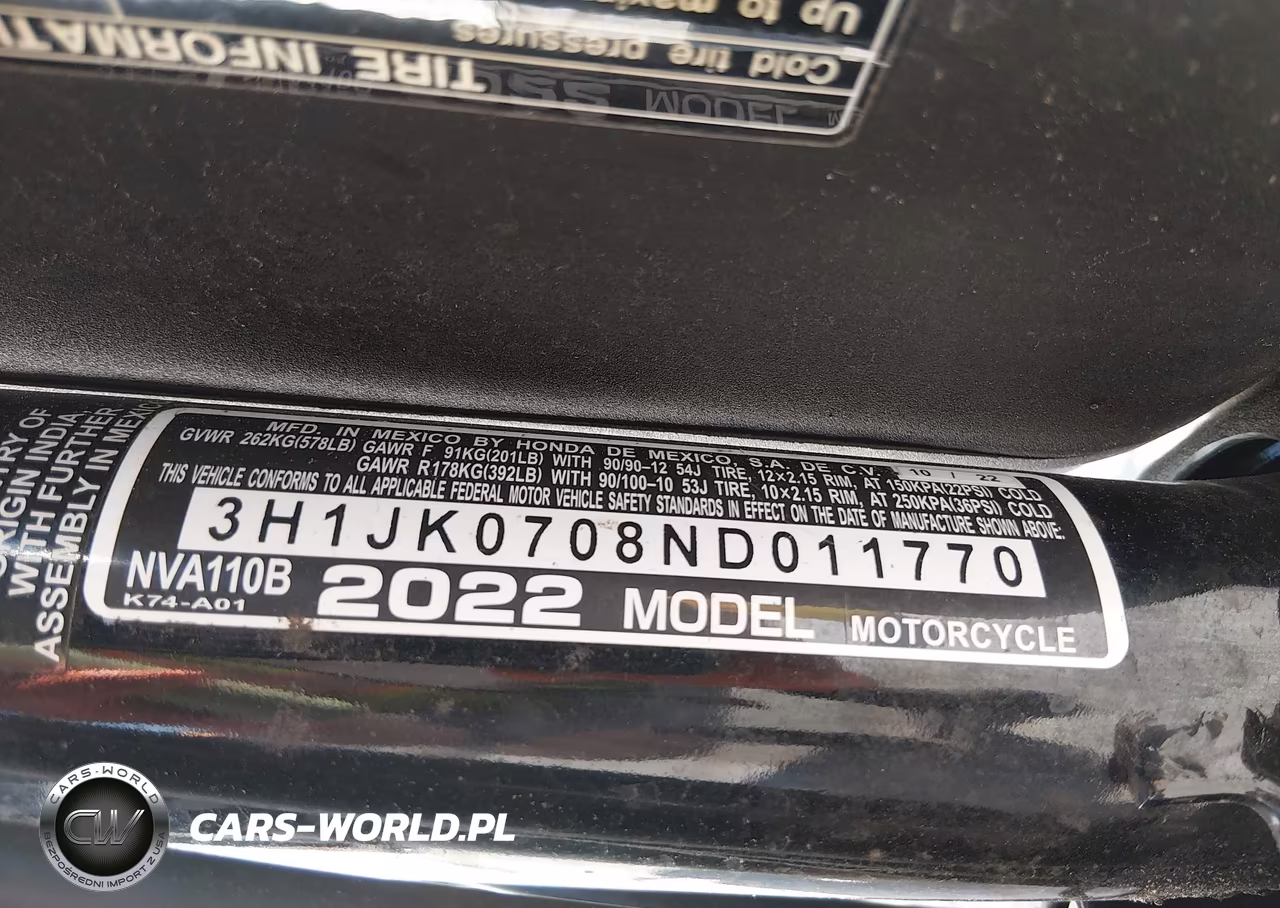 2022 Honda Nva110 B VIN:3H1JK0708ND011770 - 10