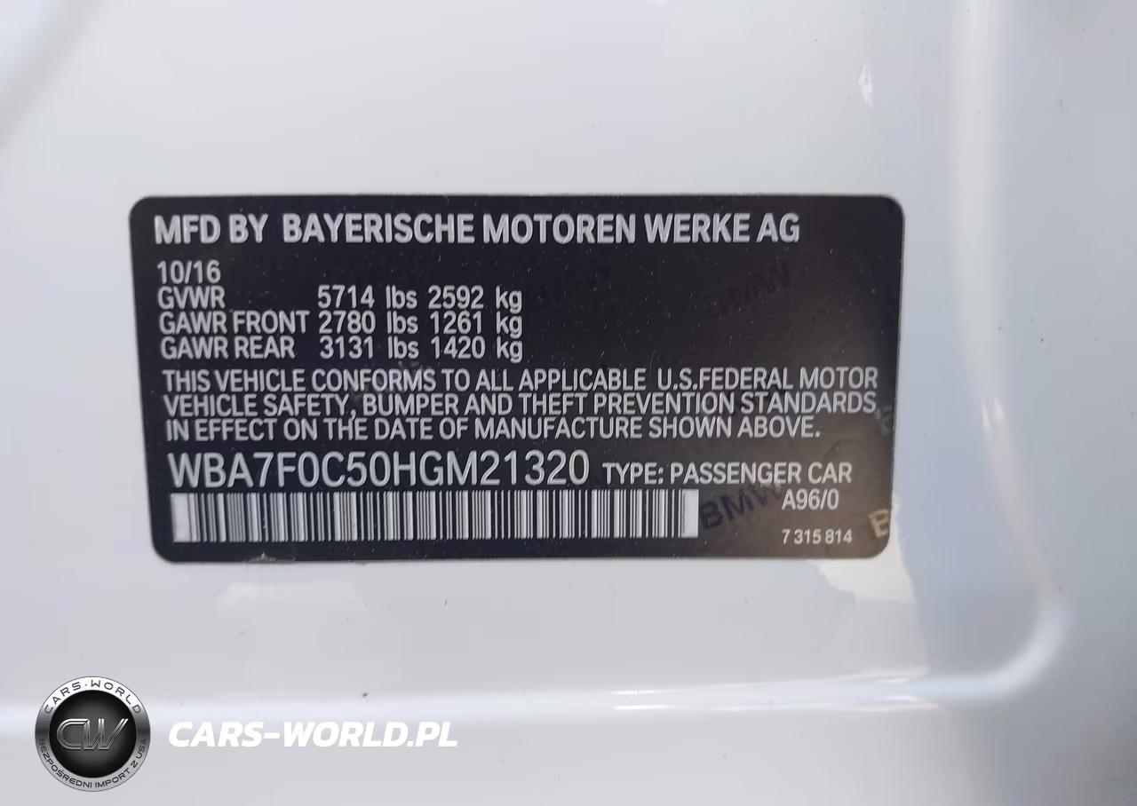 2017 BMW 750I VIN:WBA7F0C50HGM21320 - 9
