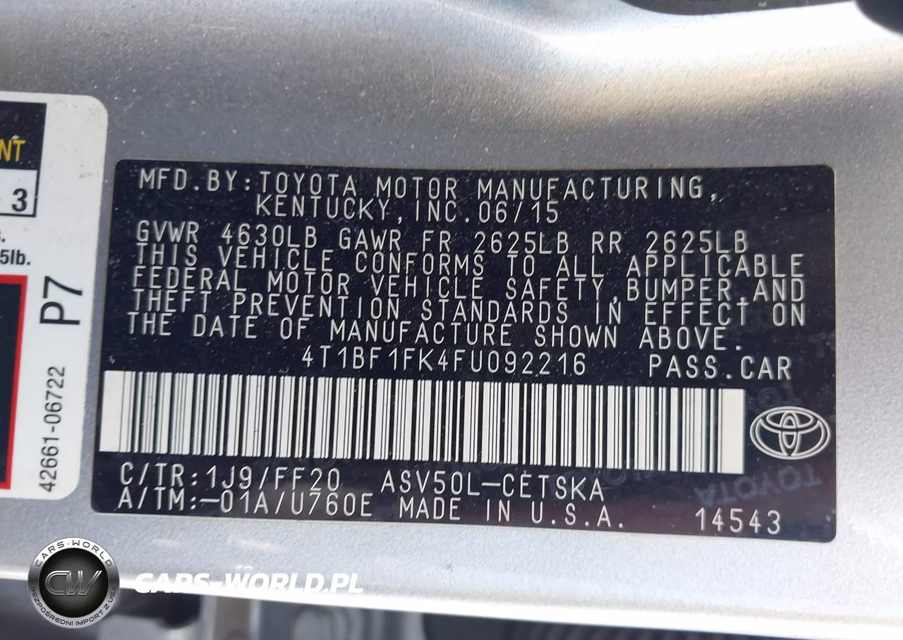 2015 Toyota Camry Se VIN:4T1BF1FK4FU092216 - 9