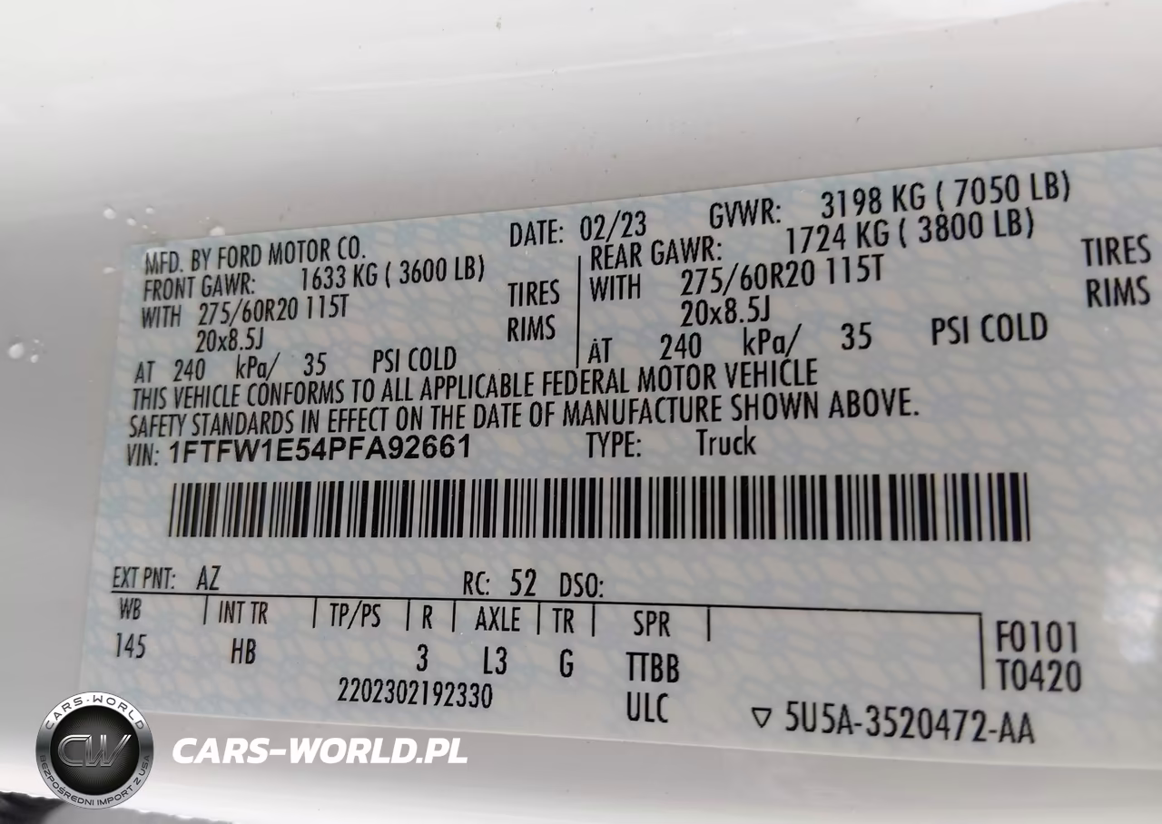 2023 Ford F150 Supercrew VIN:1FTFW1E54PFA92661 - 9
