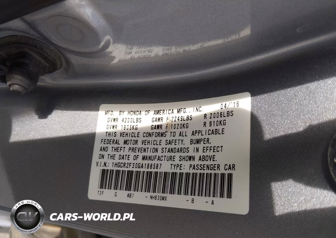 2016 Honda Accord Lx VIN:1HGCR2F30GA188587 - 9