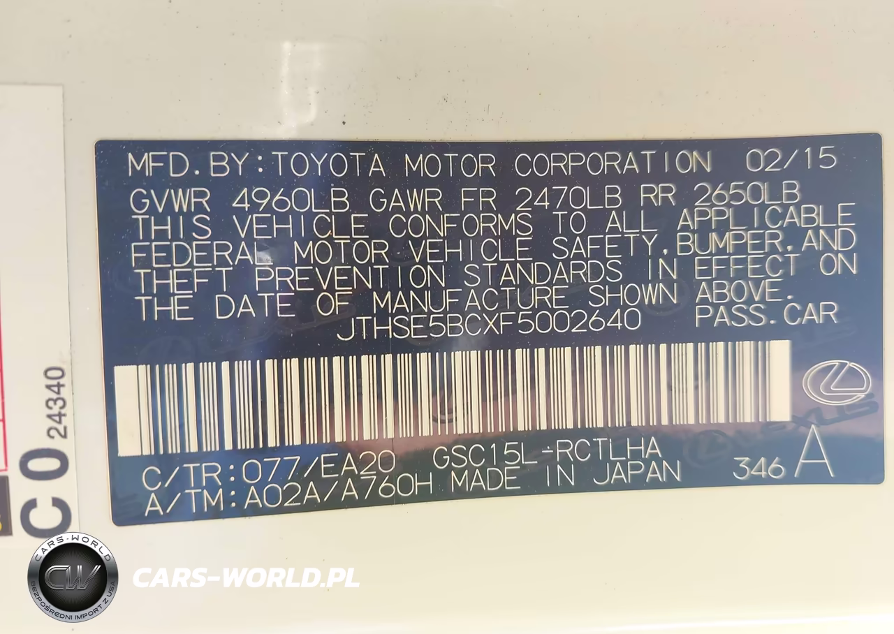 2015 Lexus Rc 350 VIN:JTHSE5BCXF5002640 - 9