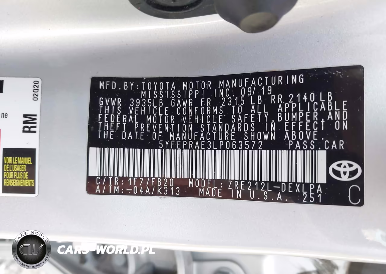2020 Toyota Corolla Le VIN:5YFEPRAE3LP063572 - 9