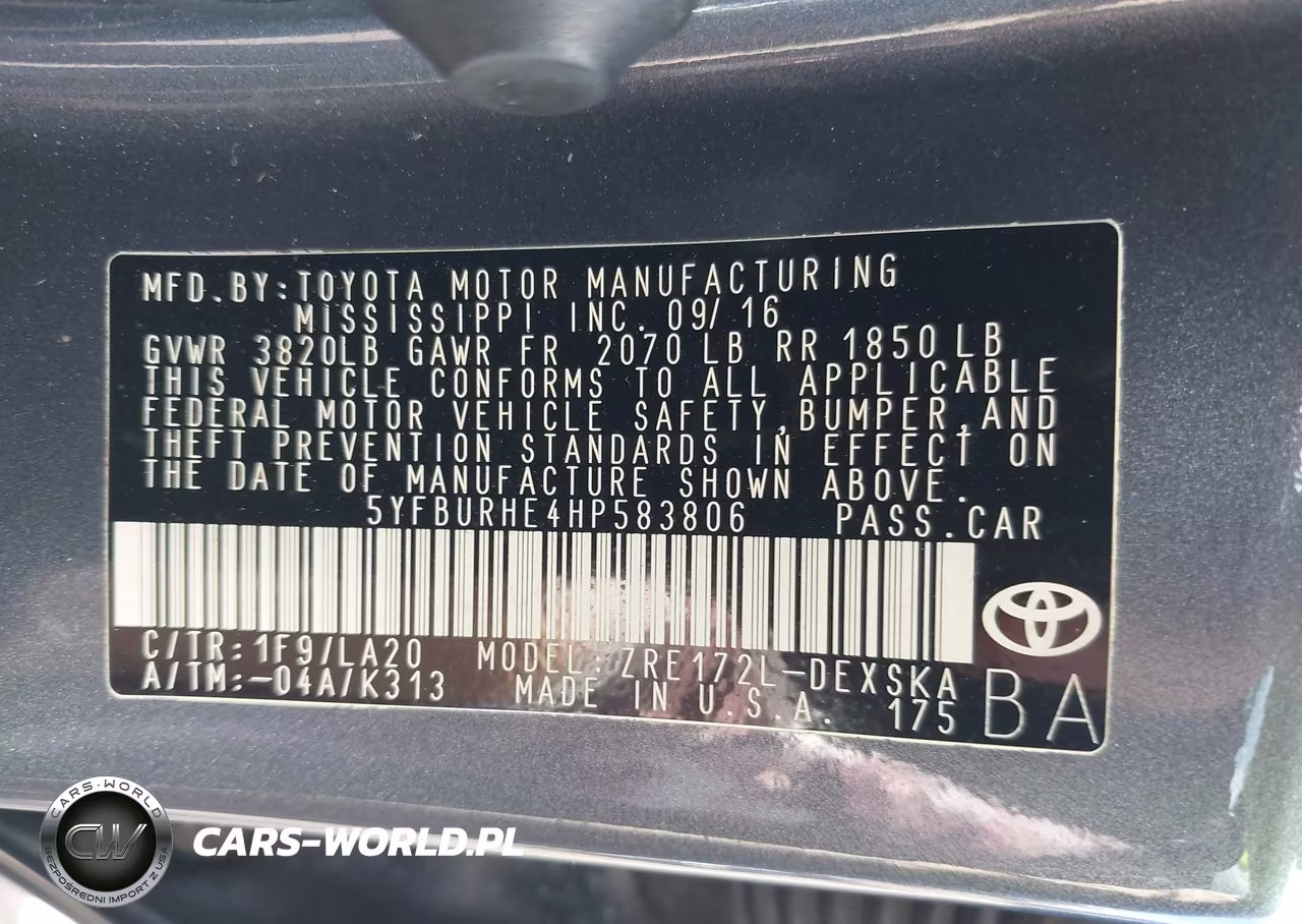 2017 Toyota Corolla Se VIN:5YFBURHE4HP583806 - 9