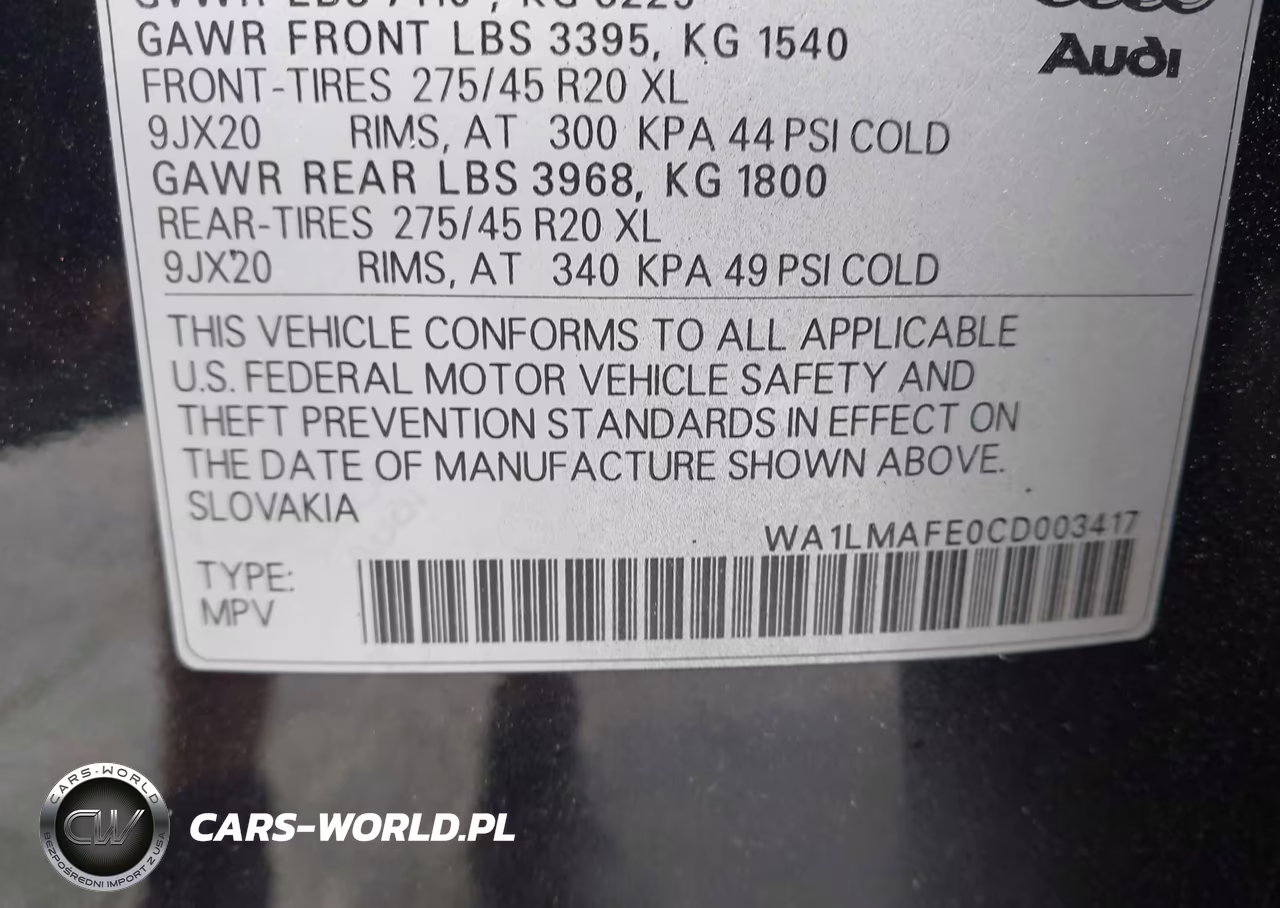 2012 Audi Q7 3.0 Tdi Premium VIN:WA1LMAFE0CD003417 - 9