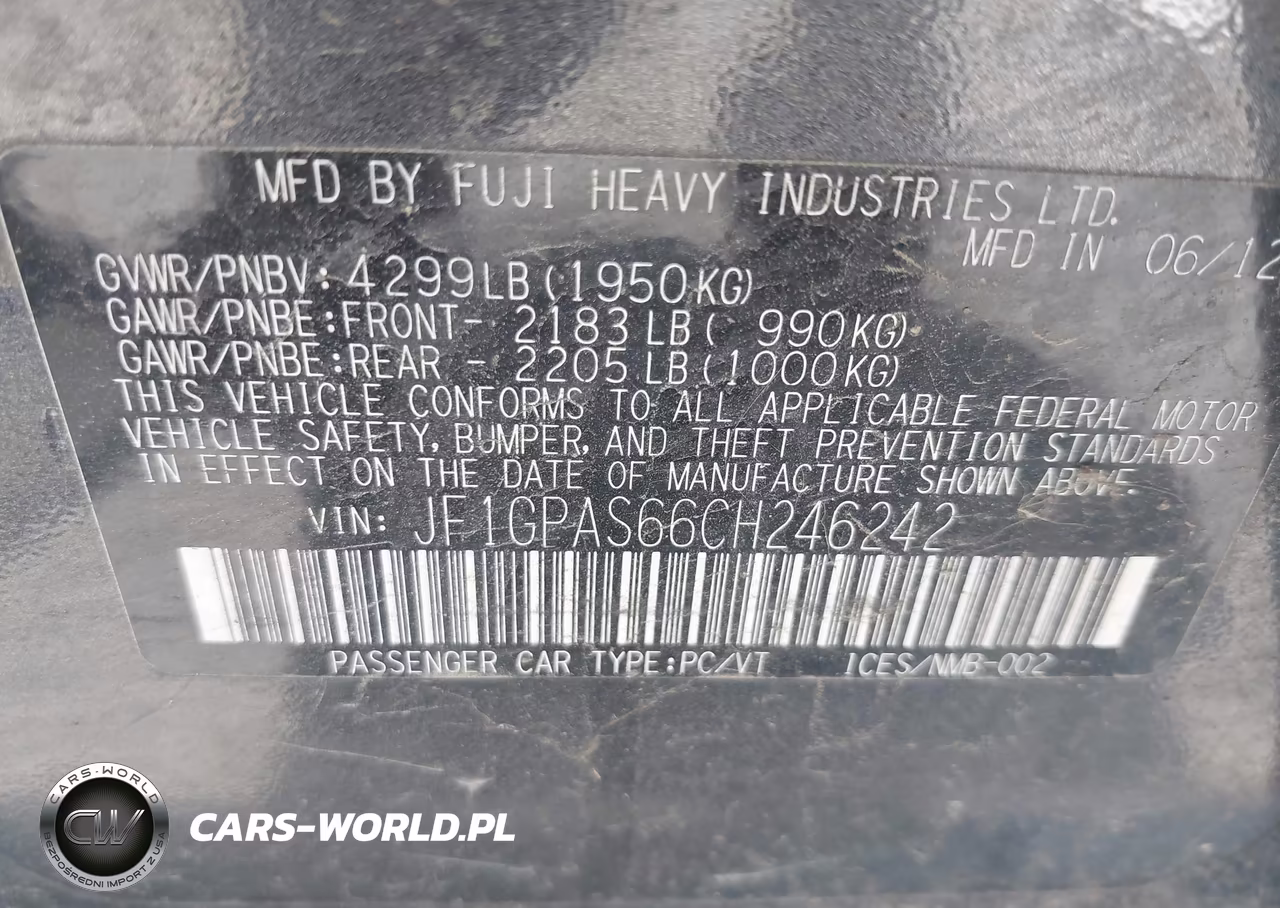 2012 Subaru Impreza 2.0I Sport Limited VIN:JF1GPAS66CH246242 - 9