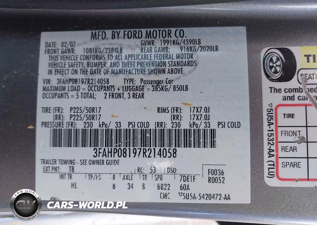 2007 Ford Fusion Sel VIN:3FAHP08197R214058 - 9