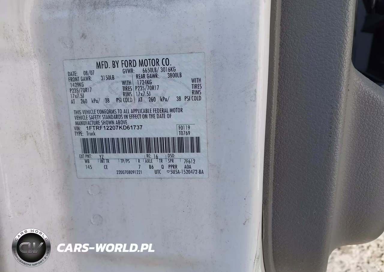 2007 Ford F-150 Stx-Xl-Xlt VIN:1FTRF12207KD61737 - 9
