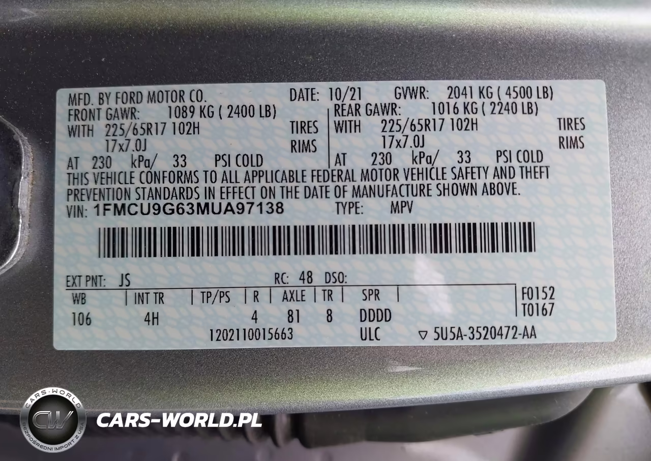 2021 Ford Escape Se VIN:1FMCU9G63MUA97138 - 9