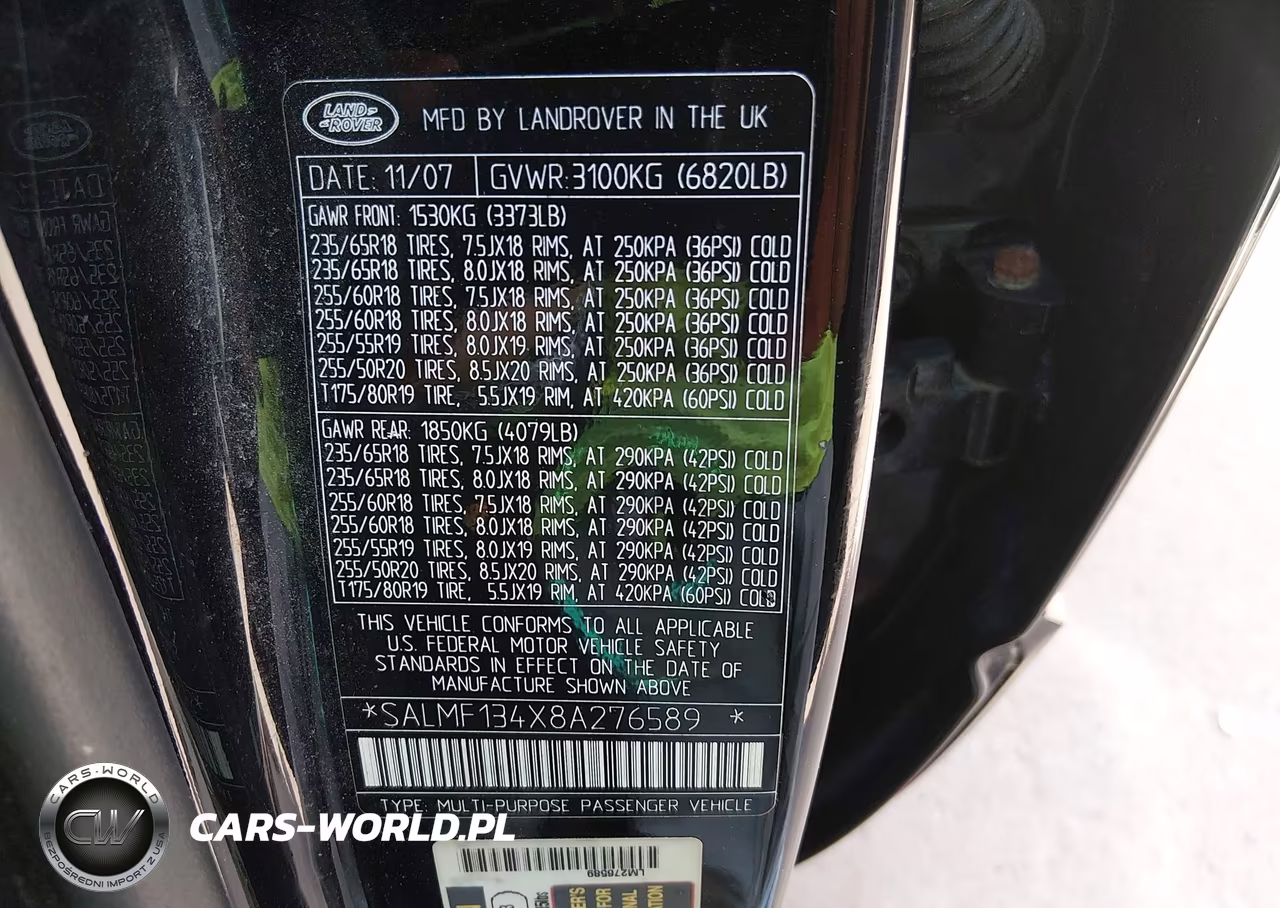 2008 Land Rover Range Rover Supercharged VIN:SALMF134X8A276589 - 9