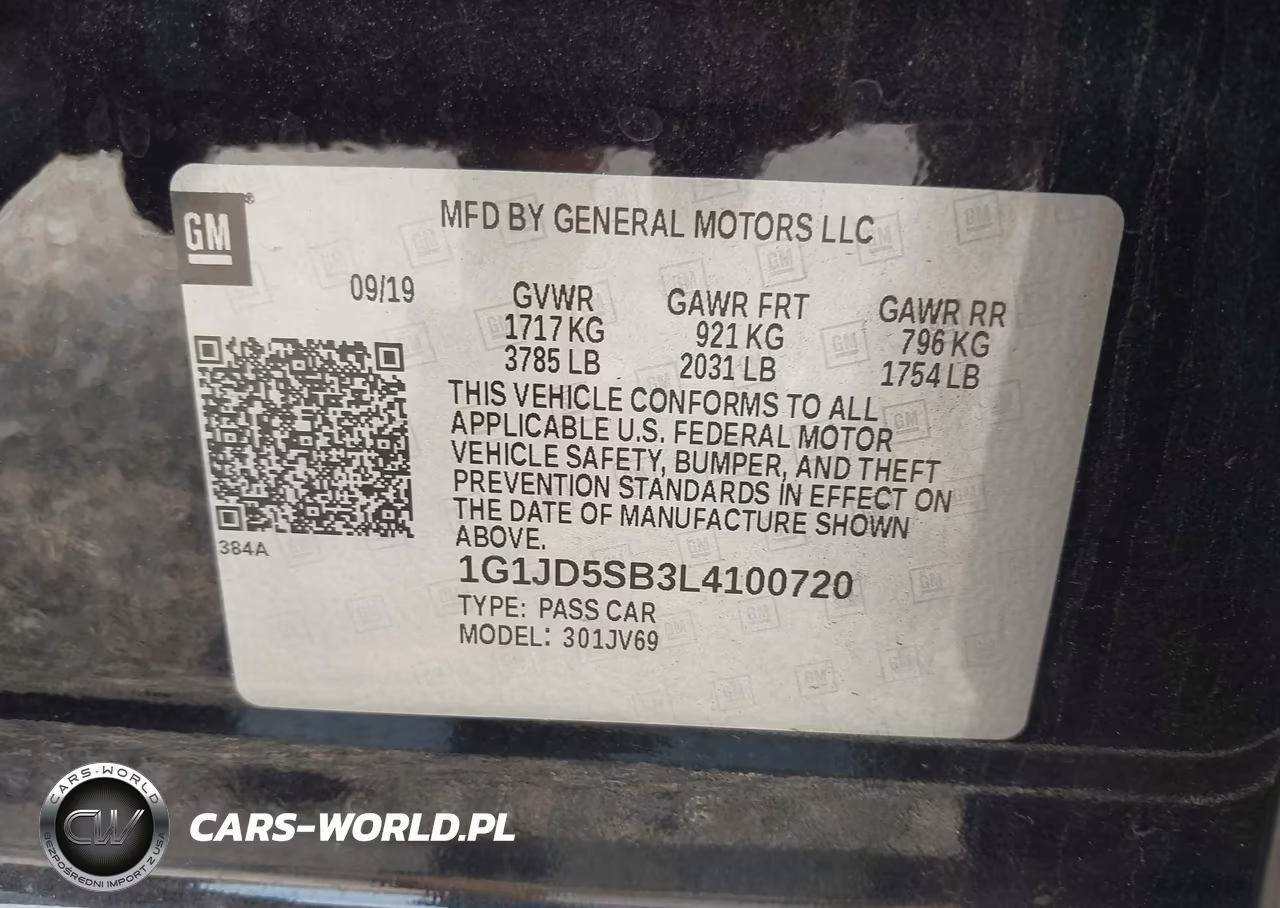 2020 Chevrolet Sonic Fwd Lt VIN:1G1JD5SB3L4100720 - 9