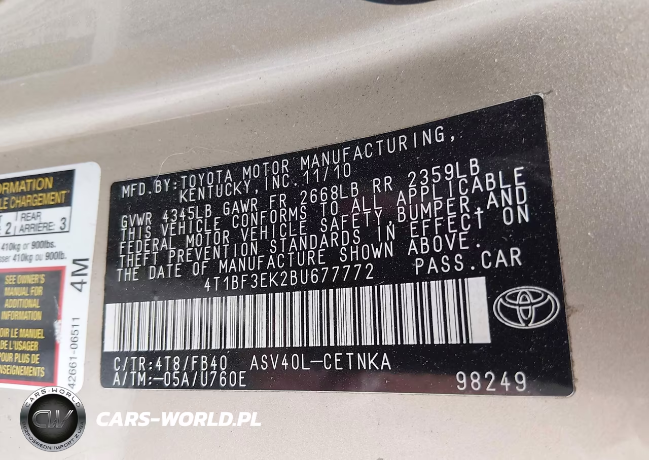 2011 Toyota Camry VIN:4T1BF3EK2BU677772 - 9