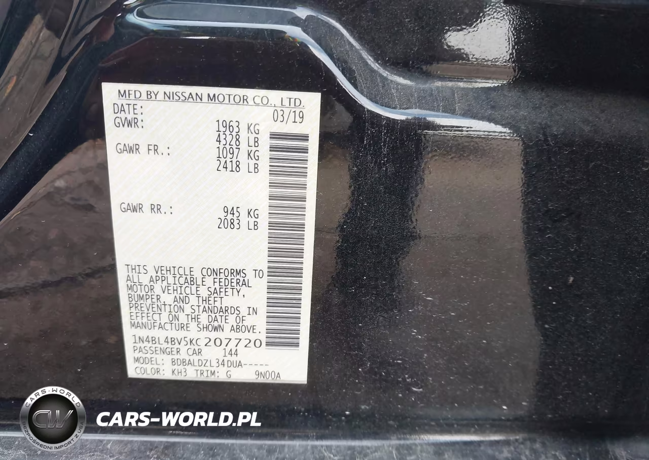 2019 Nissan Altima 2.5 S VIN:1N4BL4BV5KC207720 - 9