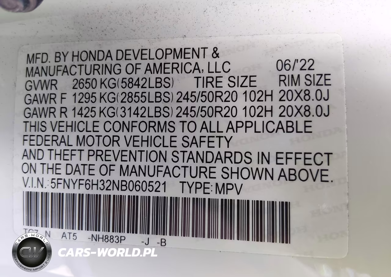2022 Honda Pilot Awd Sport VIN:5FNYF6H32NB060521 - 9
