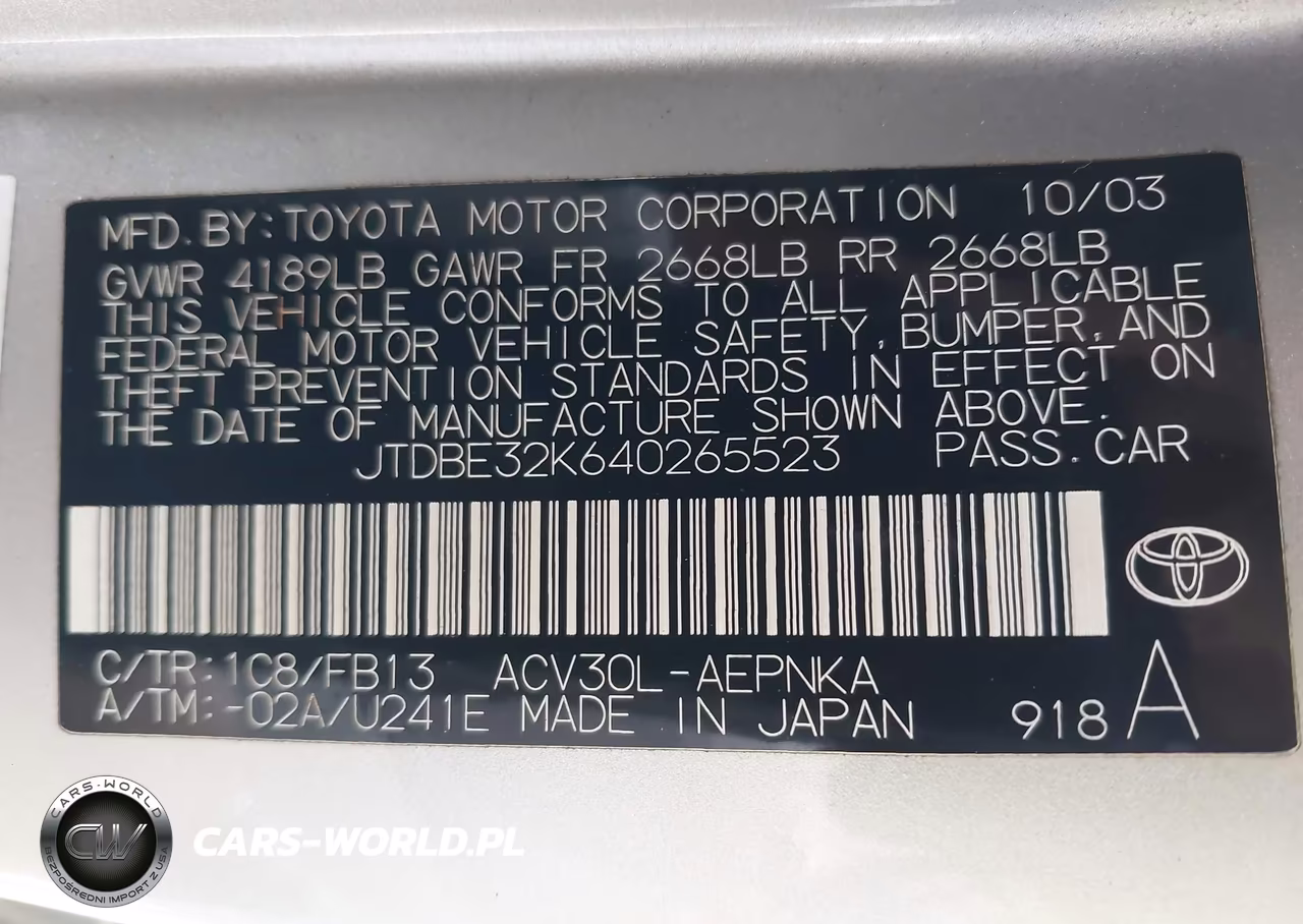 2004 Toyota Camry Le VIN:JTDBE32K640265523 - 9