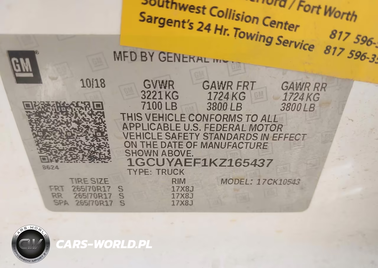 2019 Chevrolet Silverado 1500 Work Truck VIN:1GCUYAEF1KZ165437 - 9