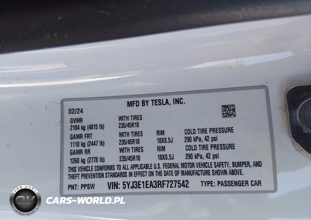 2024 Tesla Model 3 Long Range Dual Motor All-Wheel Drive-Rear-Wheel Drive VIN:5YJ3E1EA3RF727542 - 9