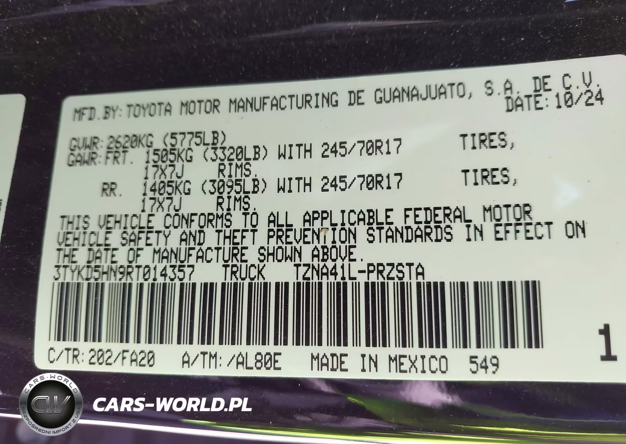 2024 Toyota Tacoma Sr VIN:3TYKD5HN9RT014357 - 9