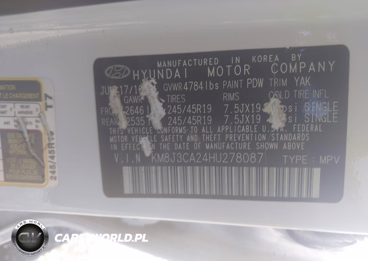 2017 Hyundai Tucson Sport VIN:KM8J3CA24HU278087 - 9