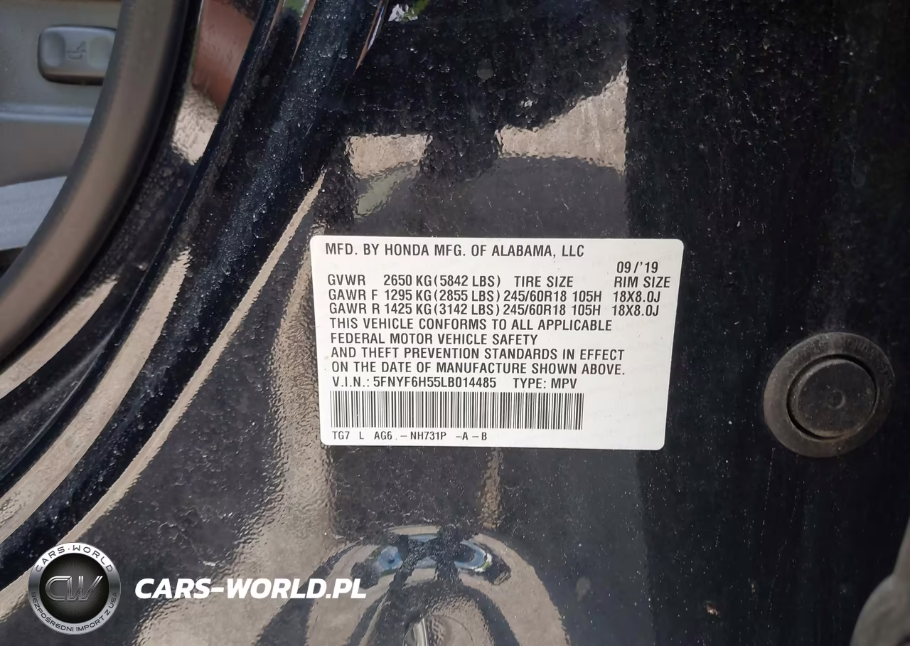 2020 Honda Pilot Awd Ex-L VIN:5FNYF6H55LB014485 - 9