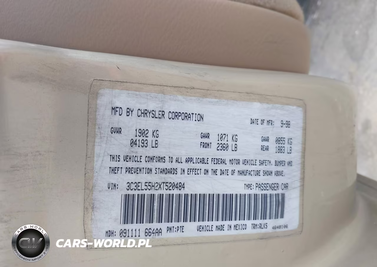 1999 Chrysler Sebring Jxi VIN:3C3EL55H2XT520484 - 9