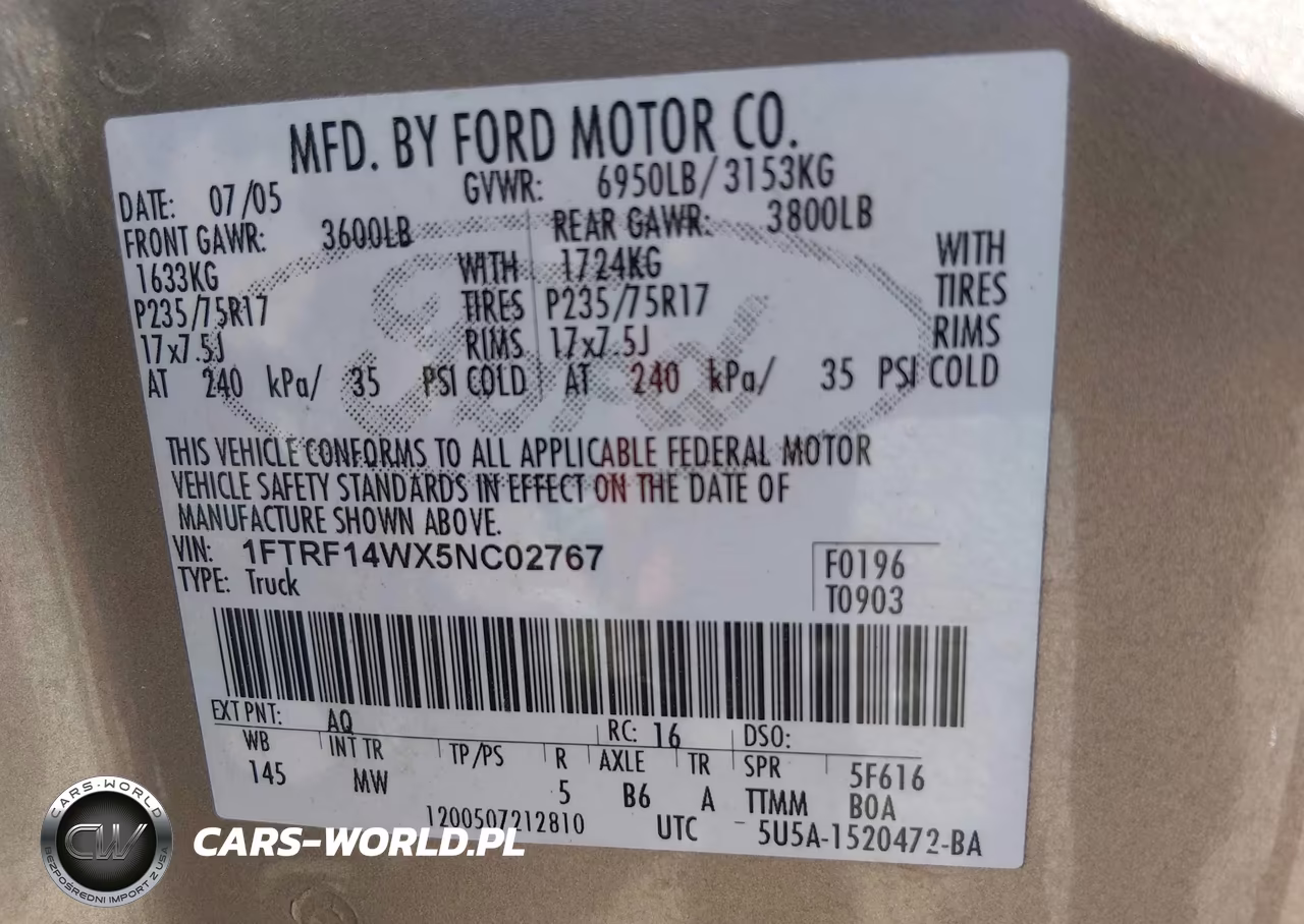 2005 Ford F-150 Stx-Xl-Xlt VIN:1FTRF14WX5NC02767 - 9