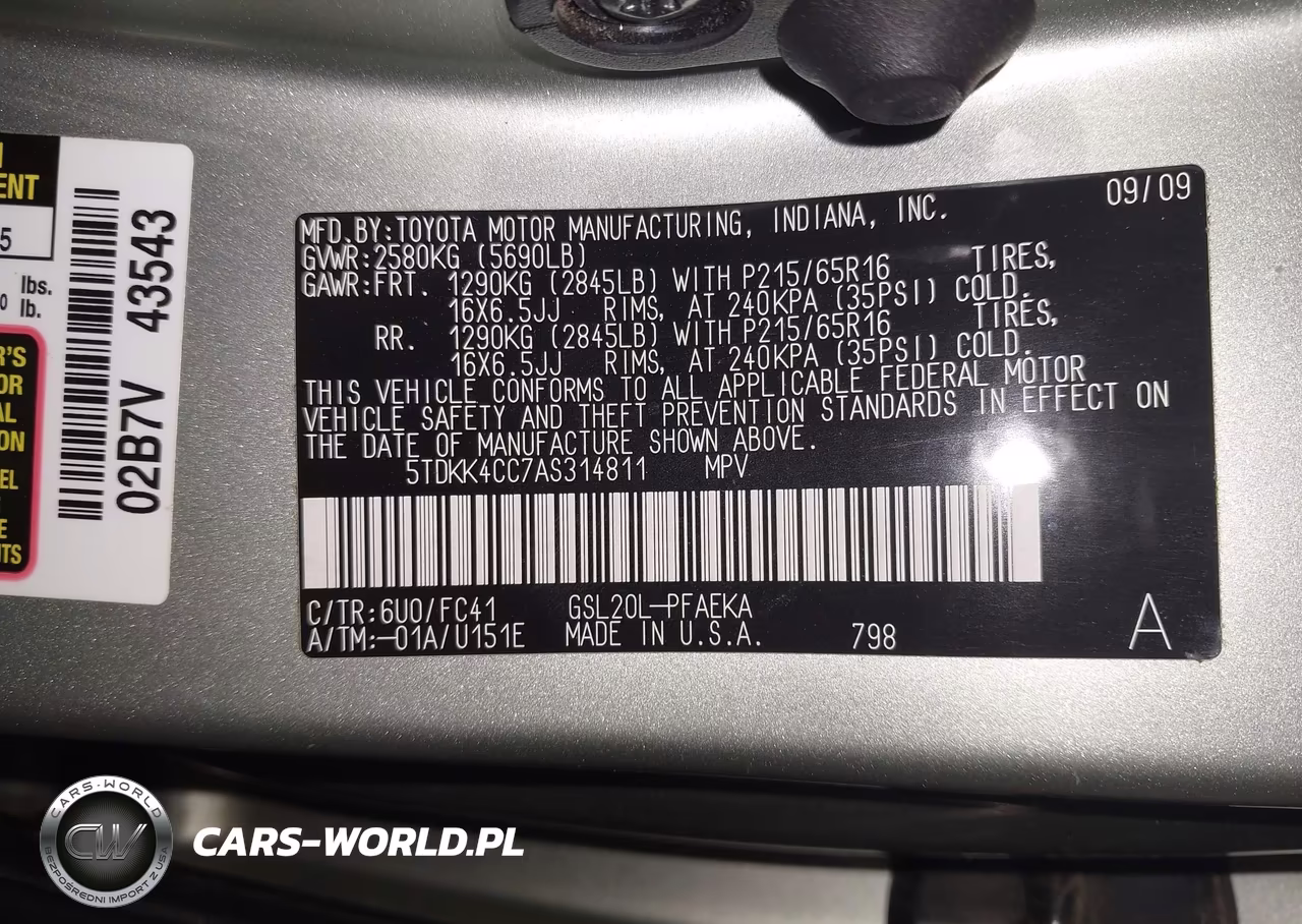 2010 Toyota Sienna Le VIN:5TDKK4CC7AS314811 - 9