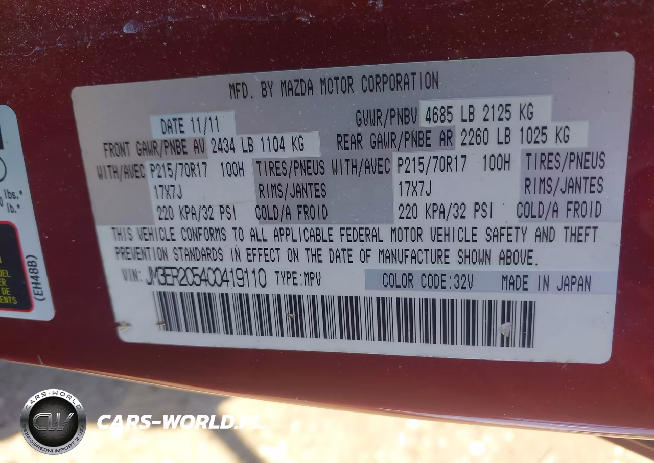 2012 Mazda Cx-7 I Touring VIN:JM3ER2C54C0419110 - 9