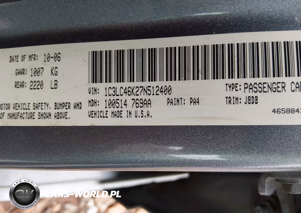 2007 Chrysler Sebring VIN:1C3LC46K27N512400 - 9