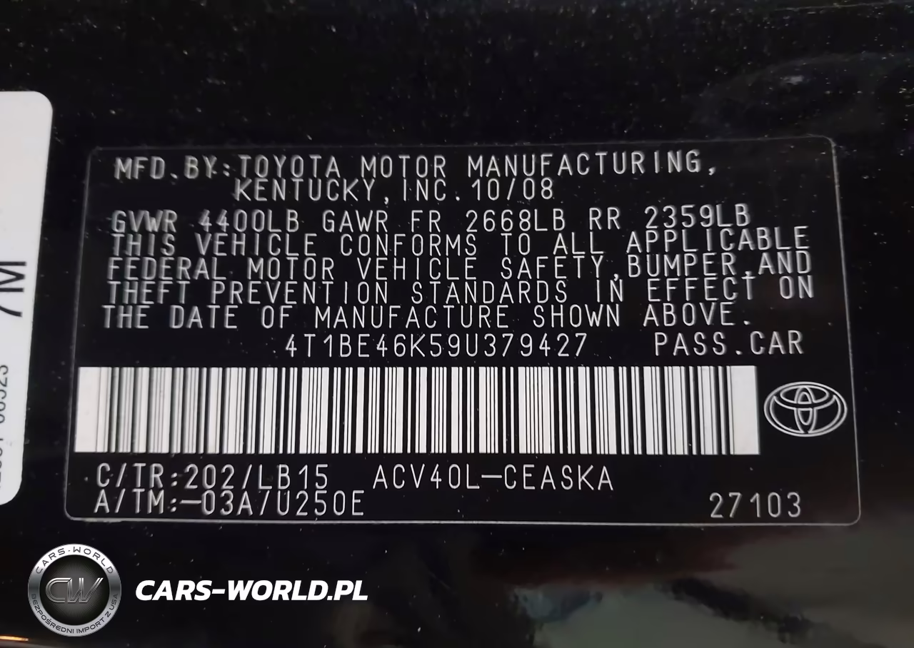 2009 Toyota Camry Se VIN:4T1BE46K59U379427 - 9