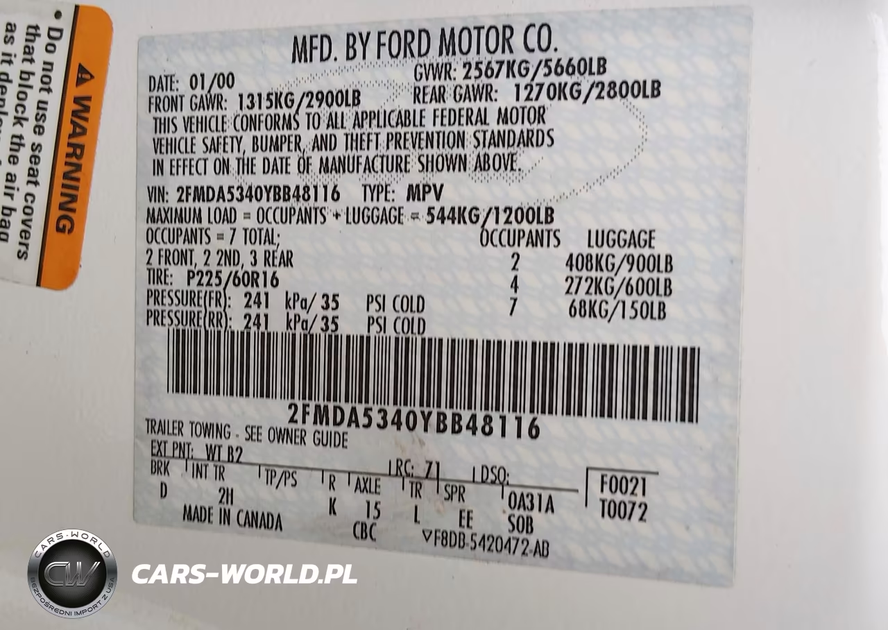2000 Ford Windstar Limited-Sel VIN:2FMDA5340YBB48116 - 9