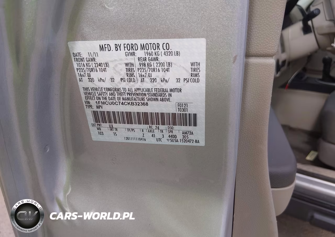 2012 Ford Escape Xls VIN:1FMCU0C74CKB32368 - 9