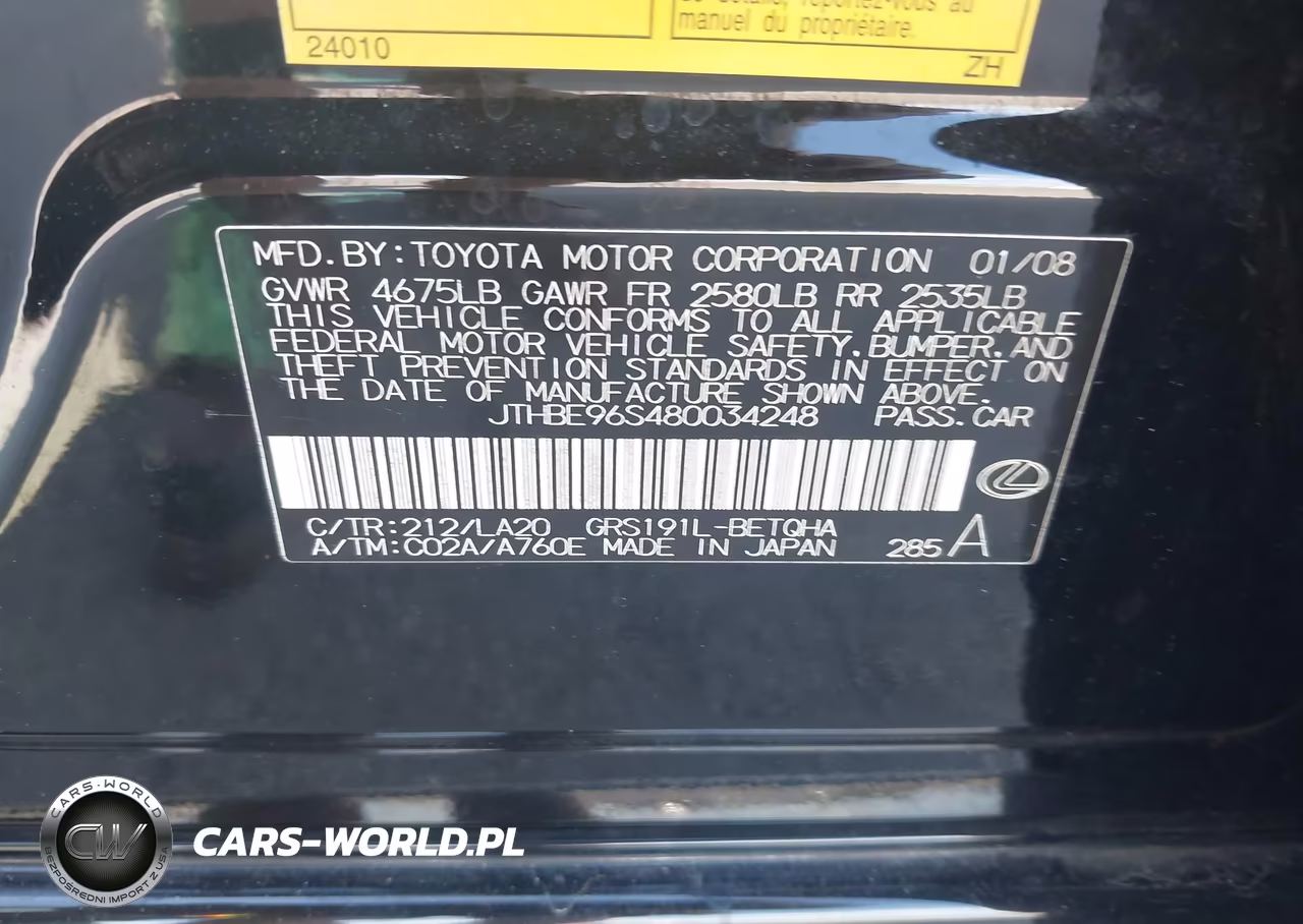 2008 Lexus Gs 350 VIN:JTHBE96S480034248 - 9