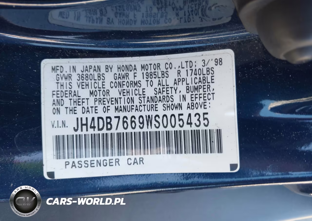 1998 Acura Integra Gs VIN:JH4DB7669WS005435 - 9