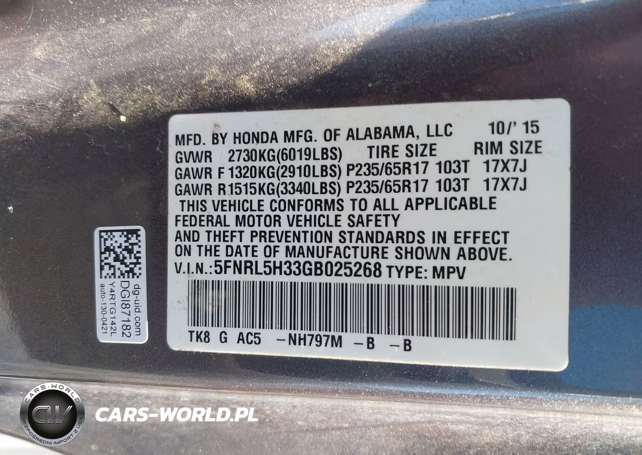 2016 Honda Odyssey Se VIN:5FNRL5H33GB025268 - 9