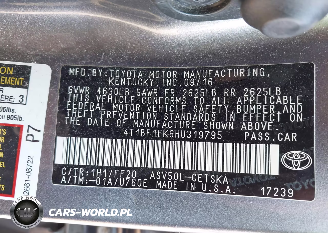 2017 Toyota Camry Se VIN:4T1BF1FK6HU319795 - 9